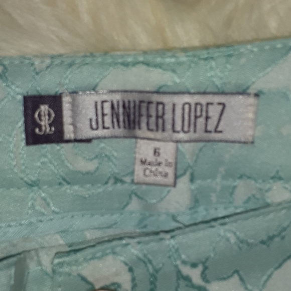 Jennifer Lopez Blue Brocade Print Sz 6 Pant Capri - Picture 4 of 6